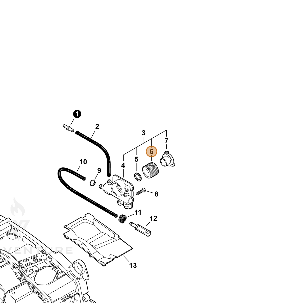 ECHO part V652000030 — IPL diagram snippet (6x zoom, amber highlight)