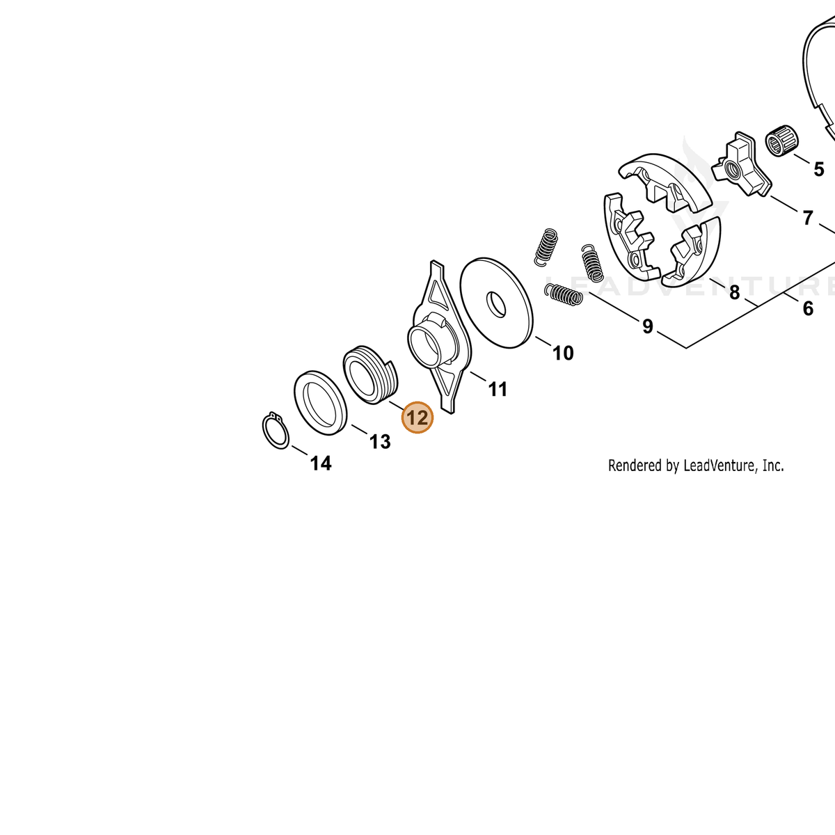 ECHO part V652000050 — IPL diagram snippet (6x zoom, amber highlight)