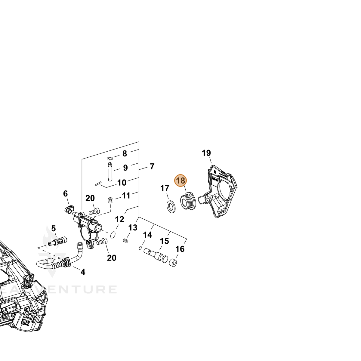 ECHO part V652000230 — IPL diagram snippet (6x zoom, amber highlight)