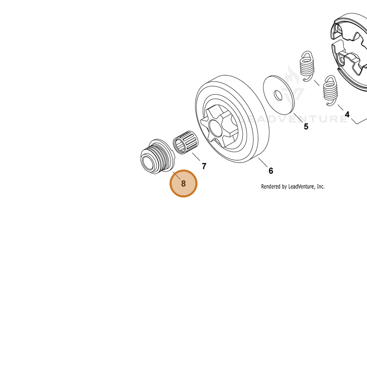 ECHO part V652000280 — IPL diagram snippet (6x zoom, amber highlight)