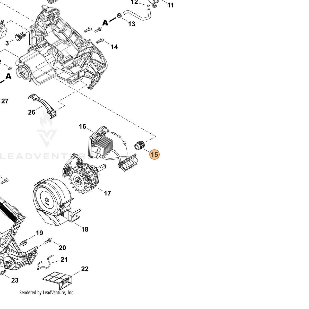 ECHO part V652000290 — IPL diagram snippet (6x zoom, amber highlight)