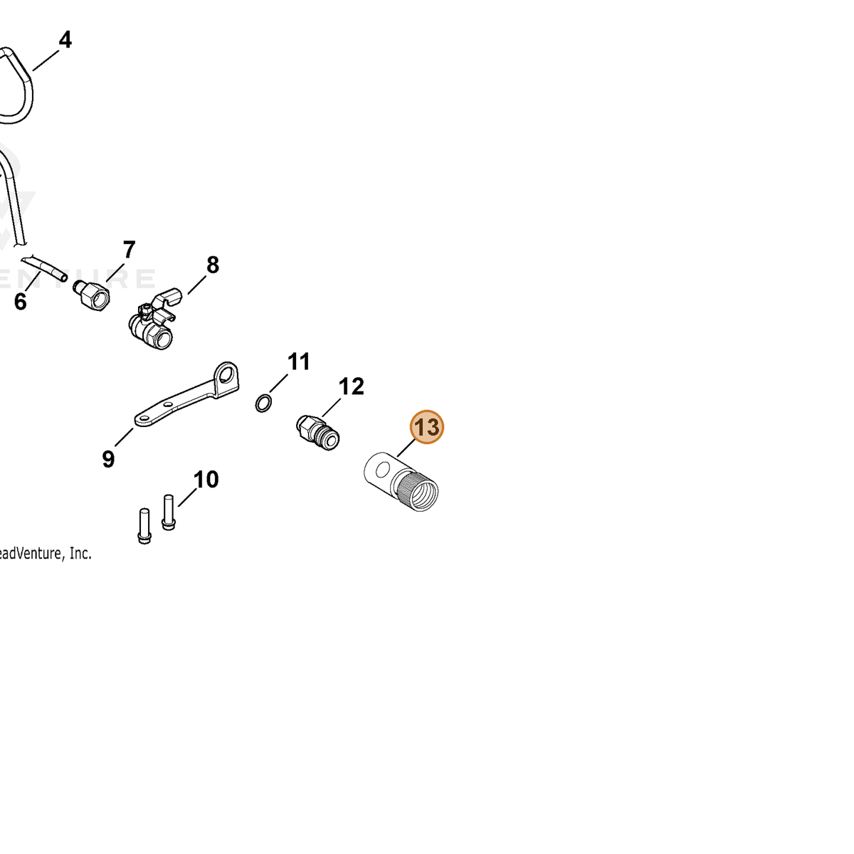 ECHO part V700000140 — IPL diagram snippet (6x zoom, amber highlight)