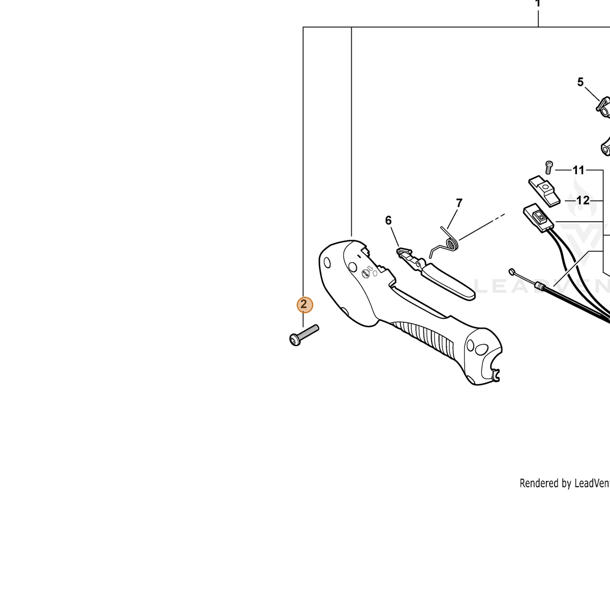 ECHO part V804000020 — IPL diagram snippet (6x zoom, amber highlight)