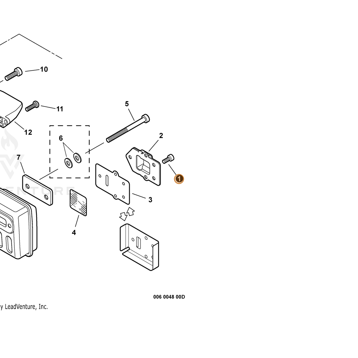 ECHO part V804000030 — IPL diagram snippet (6x zoom, amber highlight)