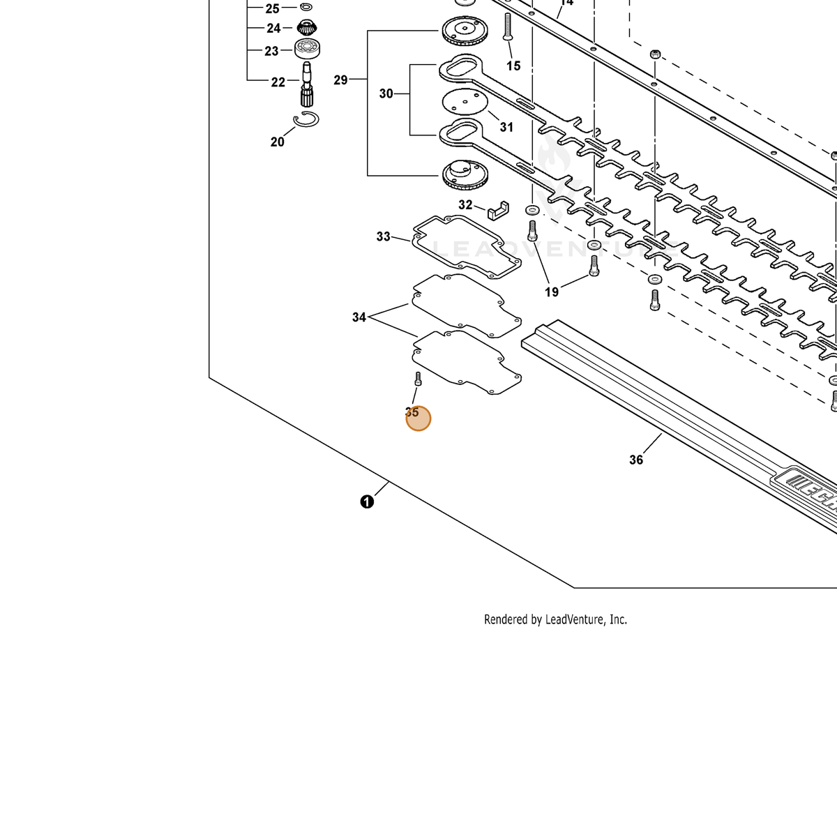 ECHO part V804000050 — IPL diagram snippet (6x zoom, amber highlight)