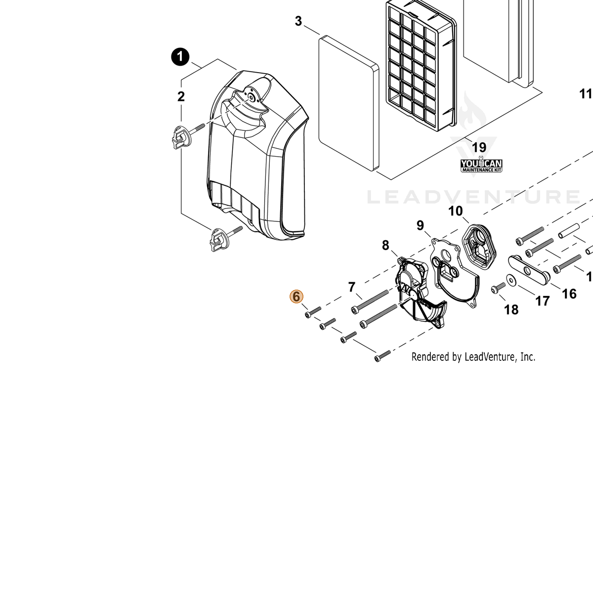 ECHO part V804000180 — IPL diagram snippet (6x zoom, amber highlight)