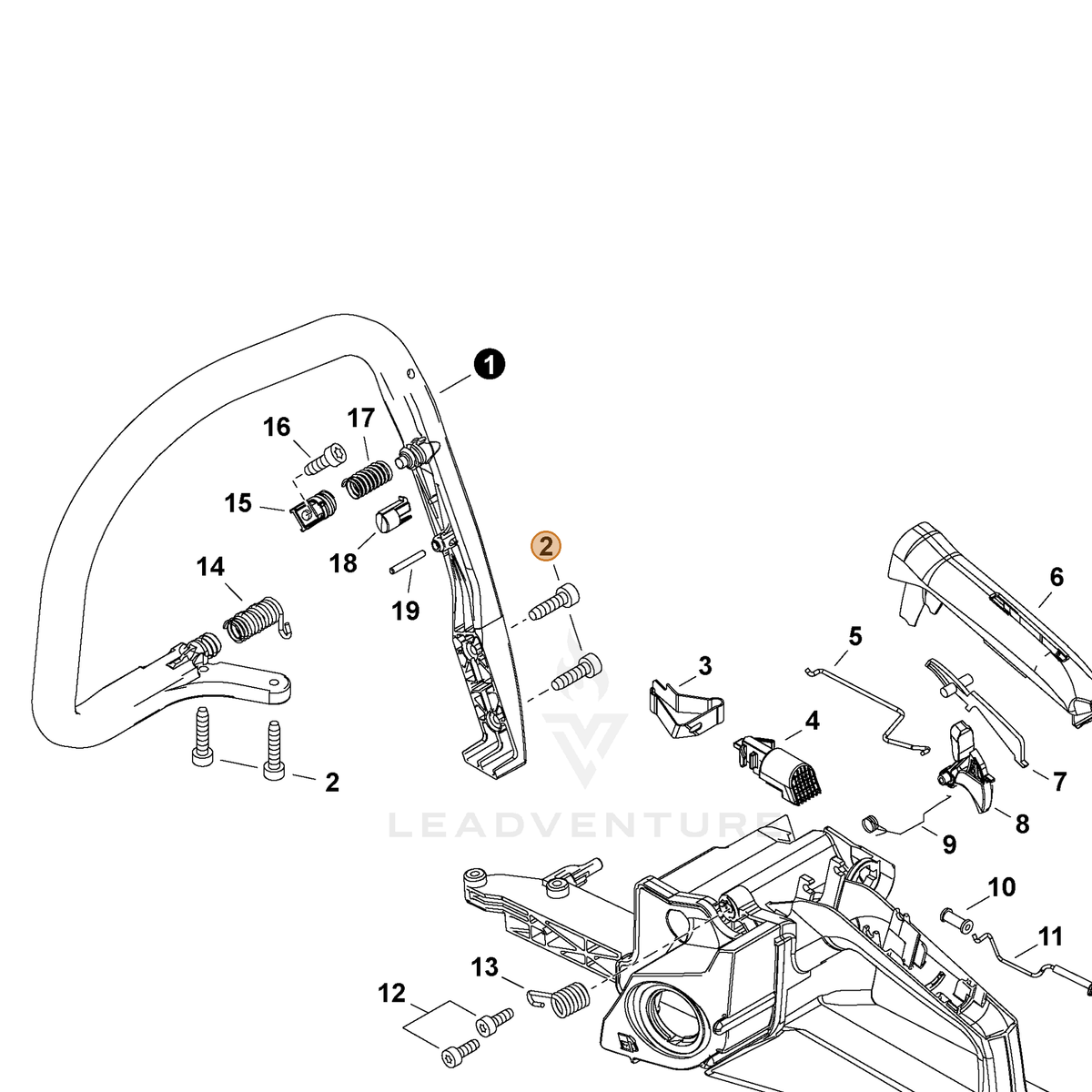 ECHO part V805000010 — IPL diagram snippet (6x zoom, amber highlight)