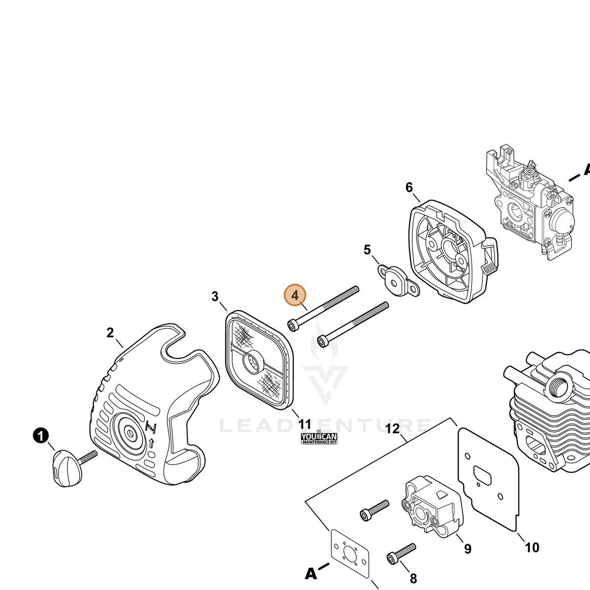 ECHO part V805000090 — IPL diagram snippet (6x zoom, amber highlight)