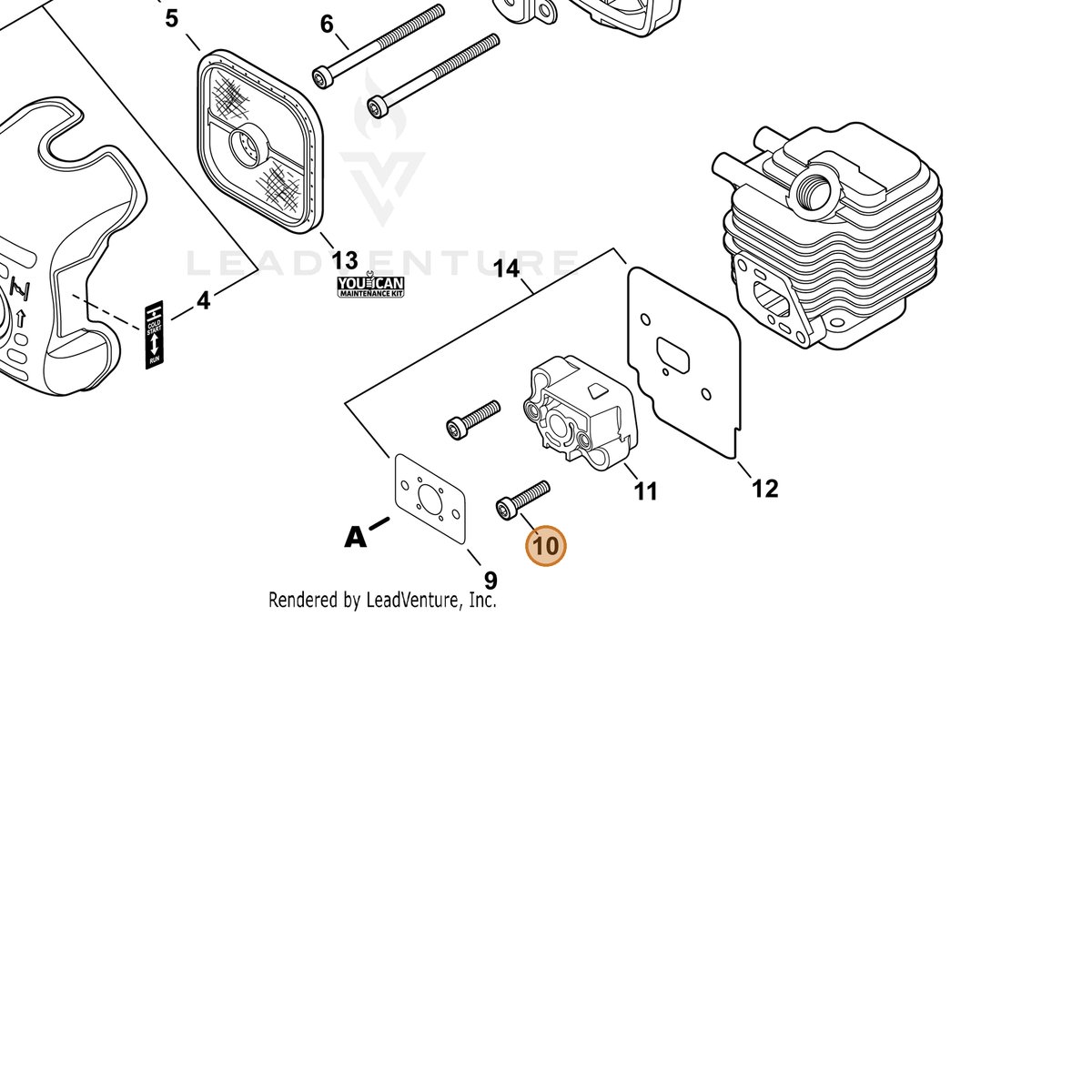 ECHO part V805000160 — IPL diagram snippet (6x zoom, amber highlight)
