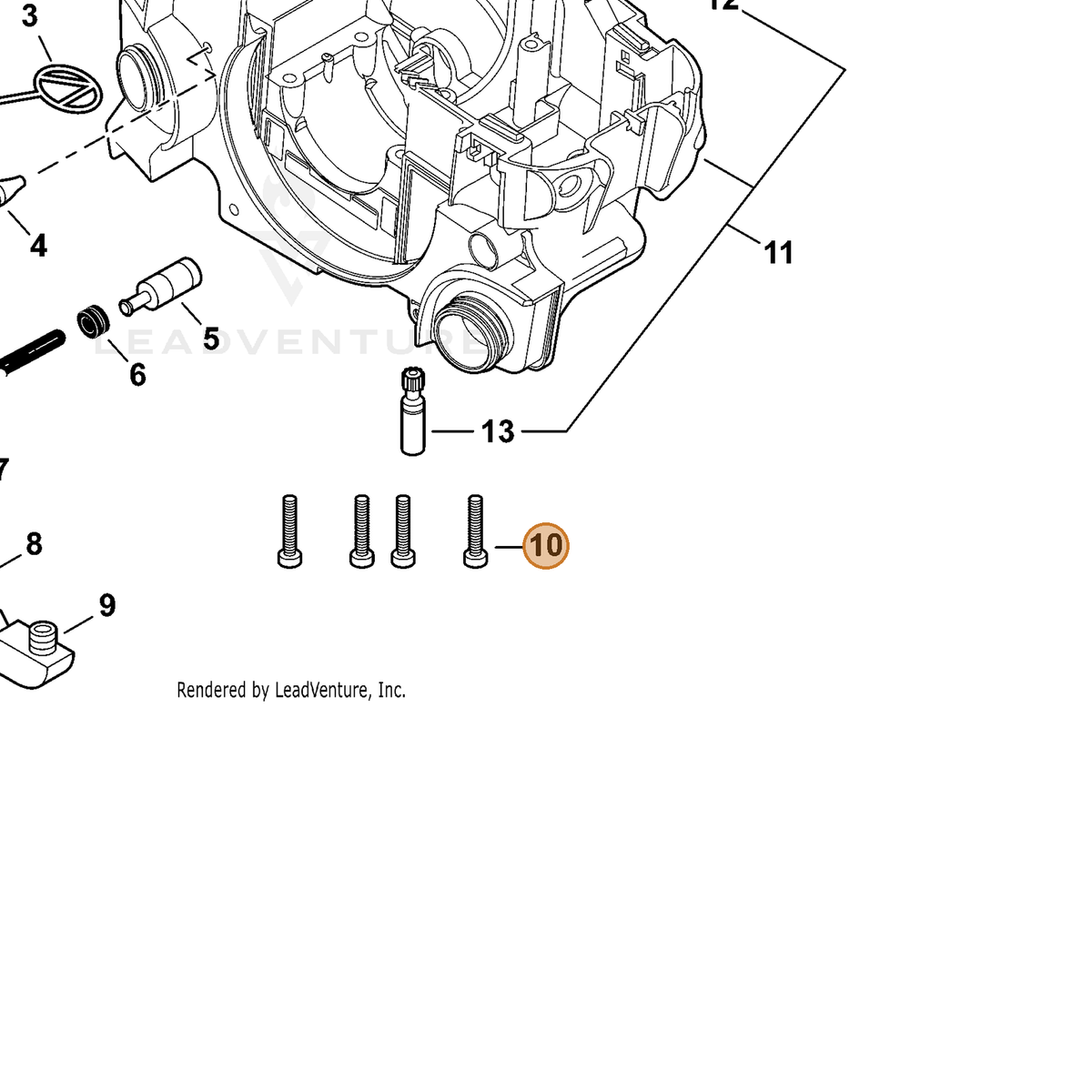 ECHO part V805000180 — IPL diagram snippet (6x zoom, amber highlight)