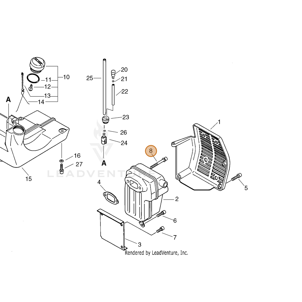ECHO part V805000310 — IPL diagram snippet (6x zoom, amber highlight)