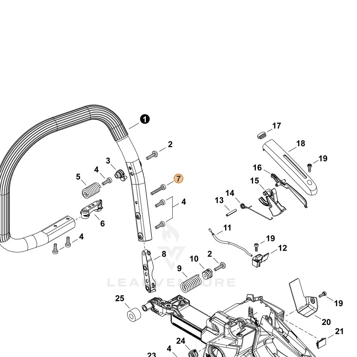 ECHO part V805000360 — IPL diagram snippet (6x zoom, amber highlight)