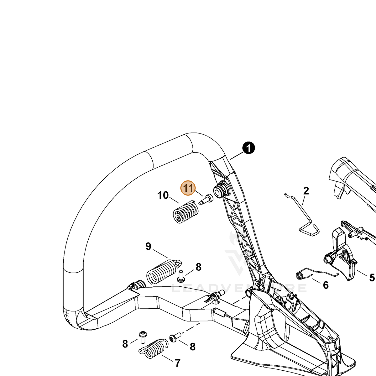 ECHO part V805000390 — IPL diagram snippet (6x zoom, amber highlight)