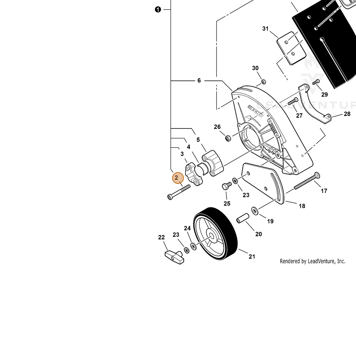 ECHO part V806000070 — IPL diagram snippet (6x zoom, amber highlight)