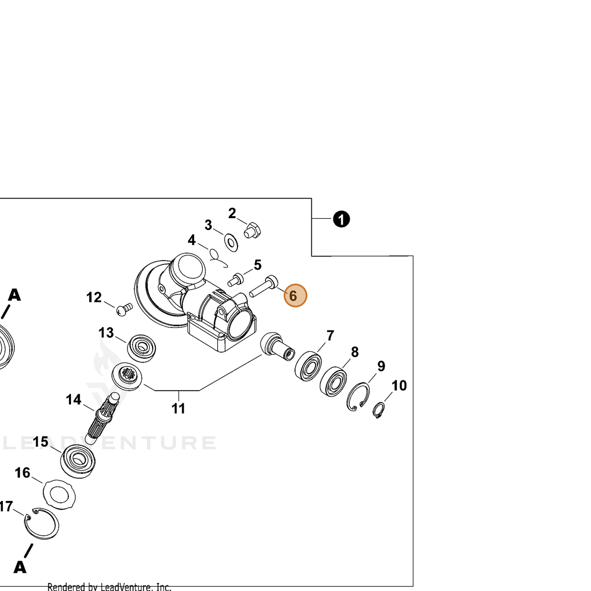ECHO part V806000100 — IPL diagram snippet (6x zoom, amber highlight)