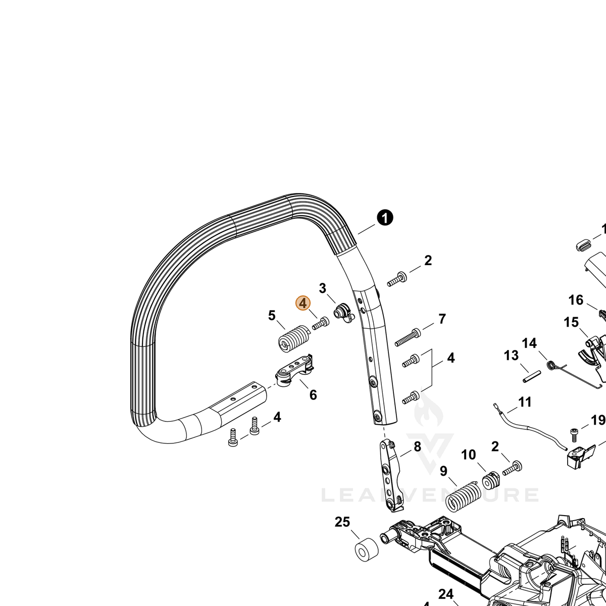 ECHO part V835000000 — IPL diagram snippet (6x zoom, amber highlight)
