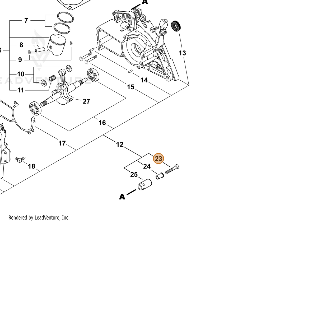 ECHO part V856000010 — IPL diagram snippet (6x zoom, amber highlight)