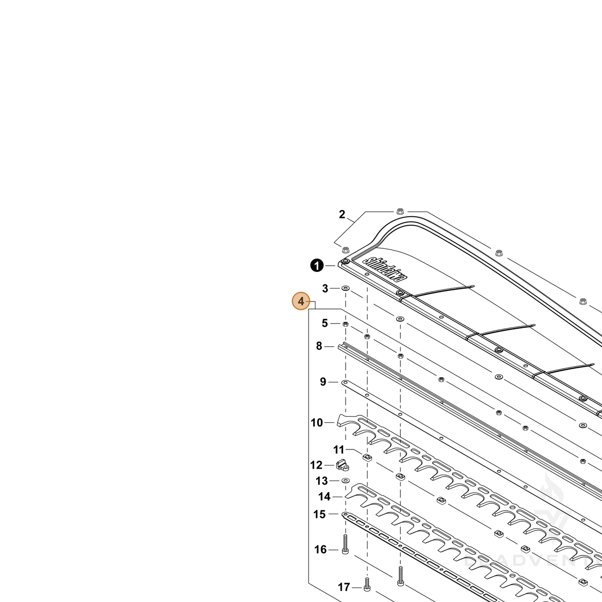 Echo part X041000760 — IPL diagram snippet (6x zoom, amber highlight)