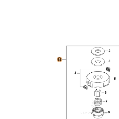 Echo part X047000222 — IPL diagram snippet (6x zoom, amber highlight)
