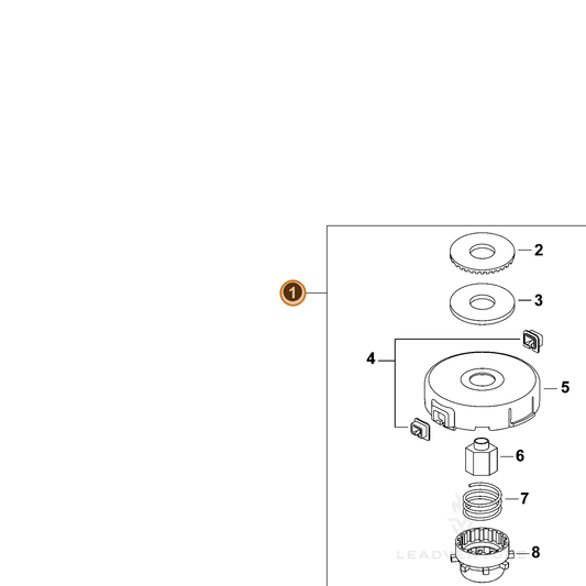 Echo part X047000222 — IPL diagram snippet (6x zoom, amber highlight)
