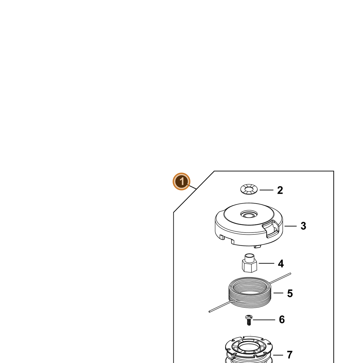 ECHO part X047000570 — IPL diagram snippet (6x zoom, amber highlight)
