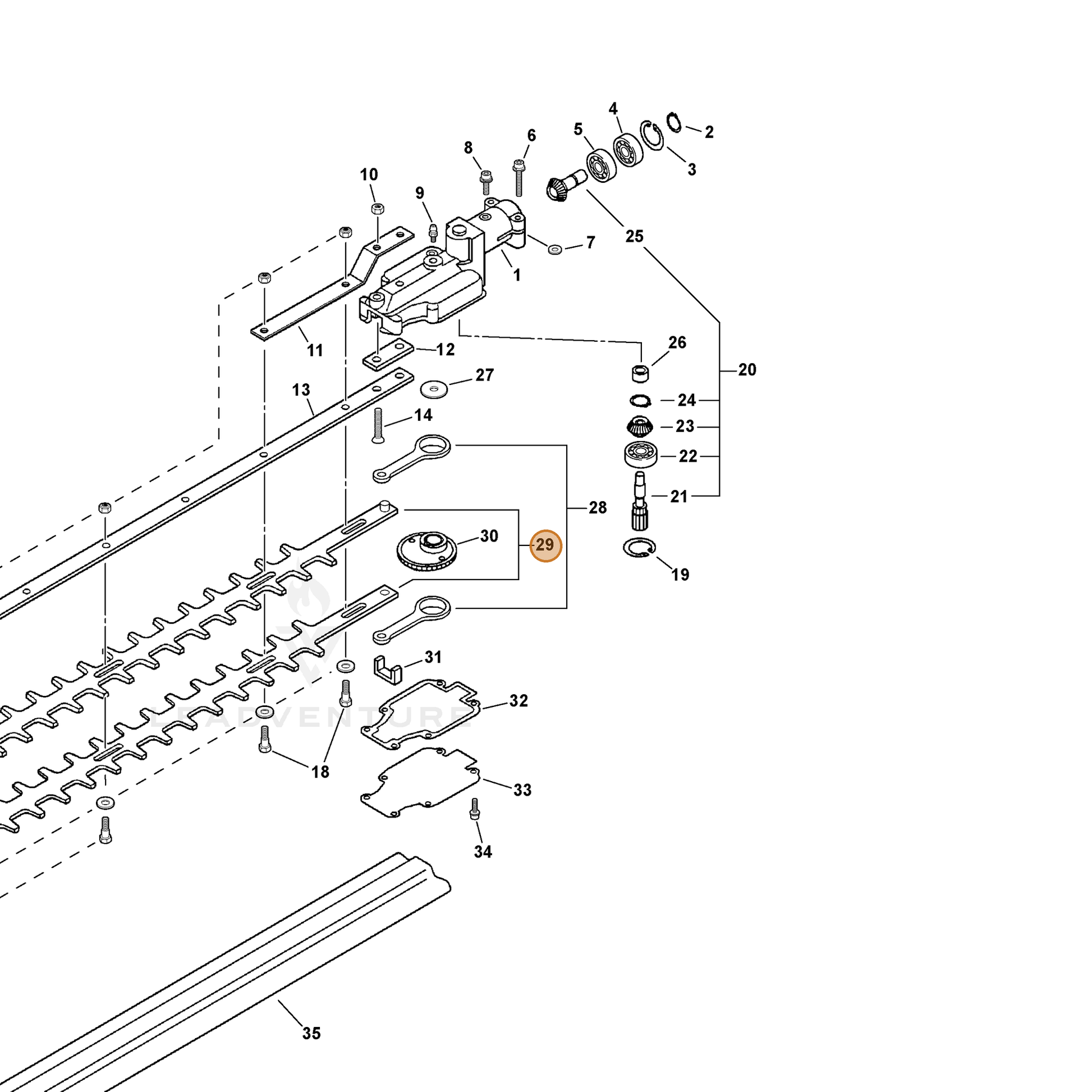ECHO part X411000400 — IPL diagram snippet (6x zoom, amber highlight)