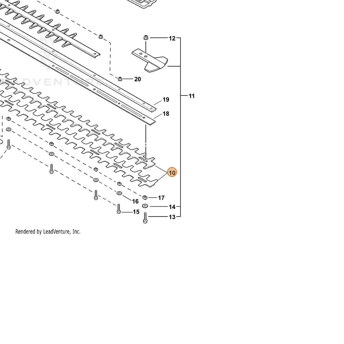ECHO part X411000630 — IPL diagram snippet (6x zoom, amber highlight)