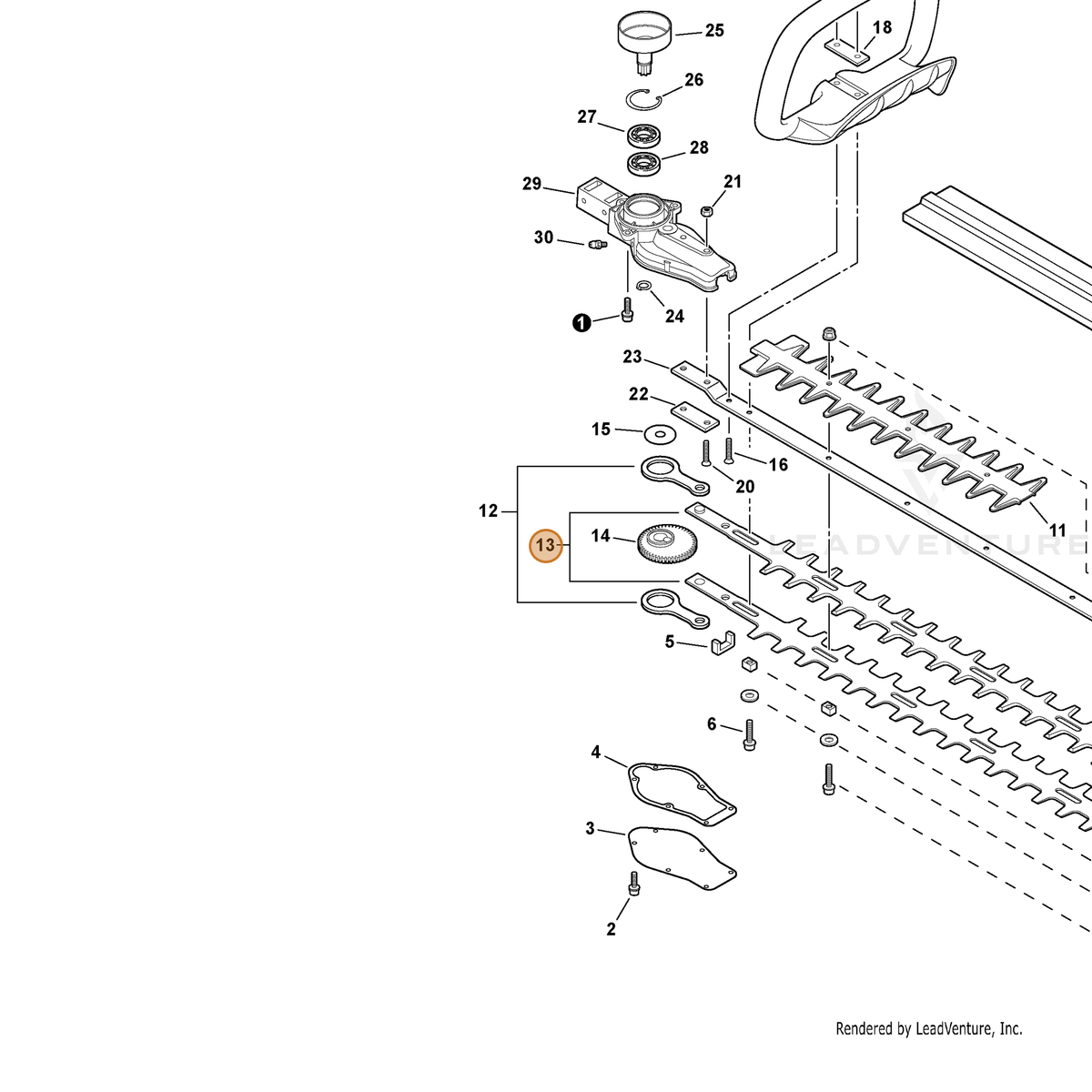 ECHO part X411000700 — IPL diagram snippet (6x zoom, amber highlight)