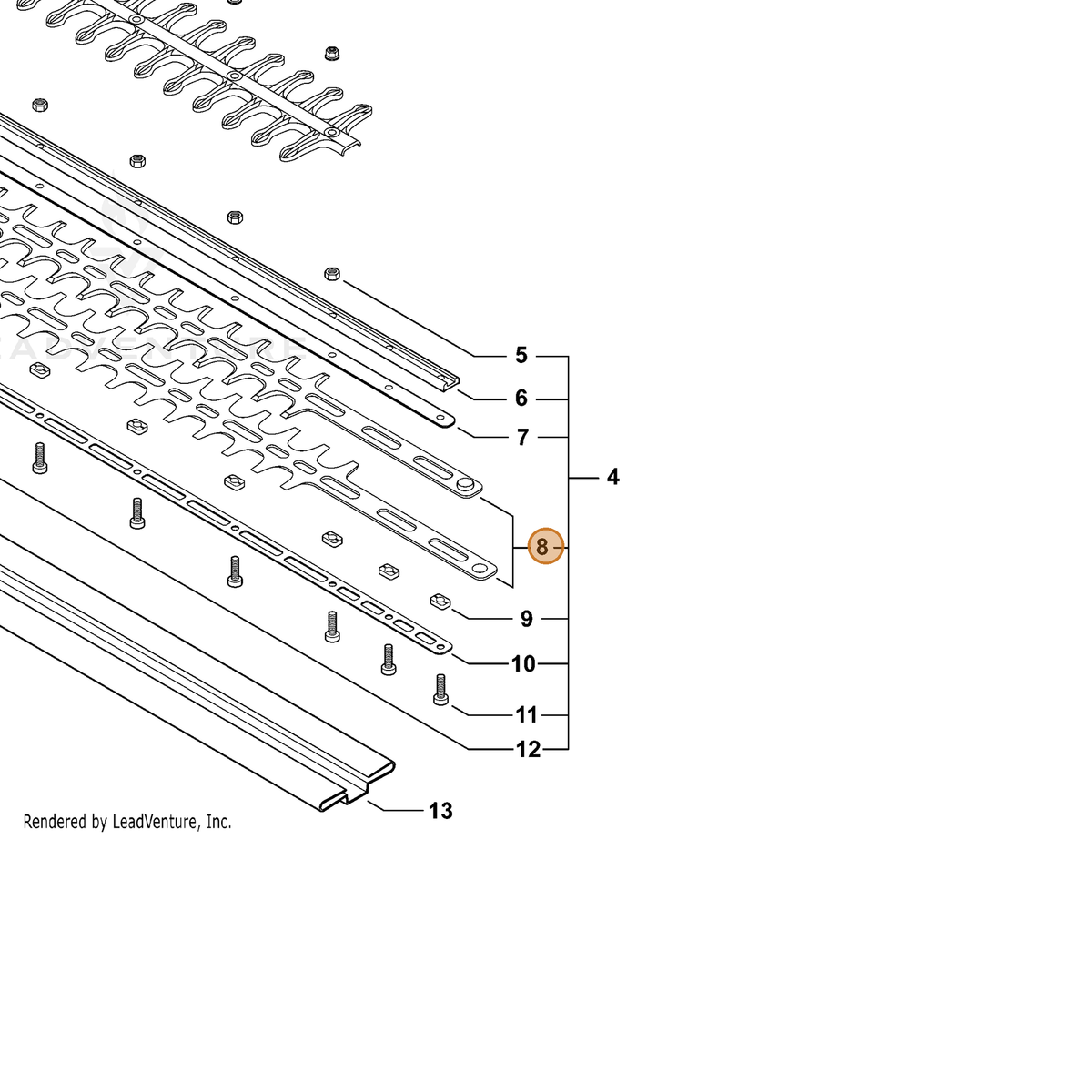 ECHO part X411001350 — IPL diagram snippet (6x zoom, amber highlight)