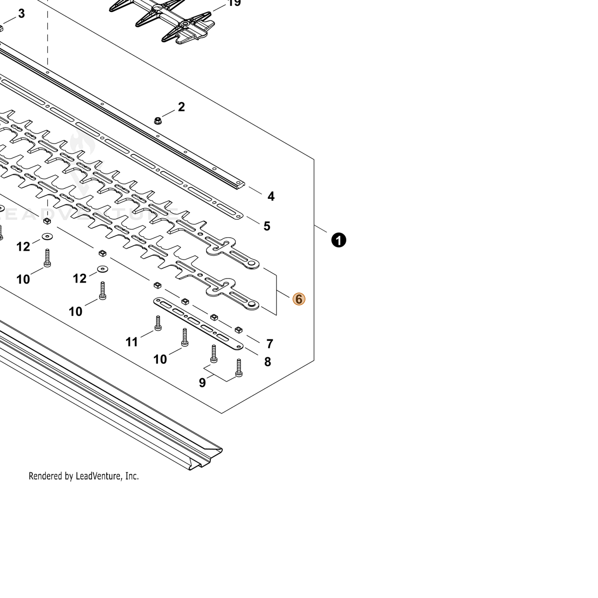 ECHO part X411001410 — IPL diagram snippet (6x zoom, amber highlight)
