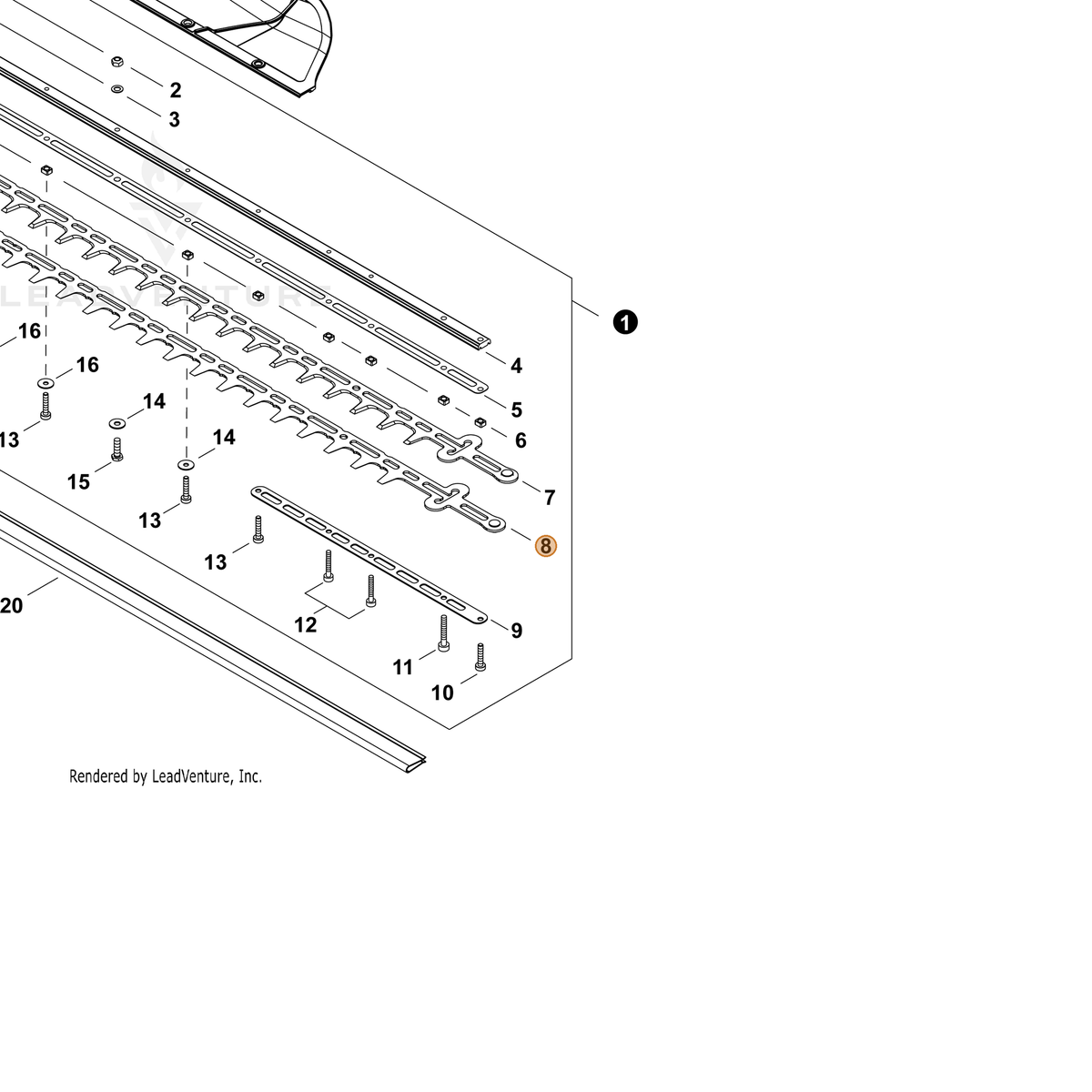 ECHO part X411001470 — IPL diagram snippet (6x zoom, amber highlight)