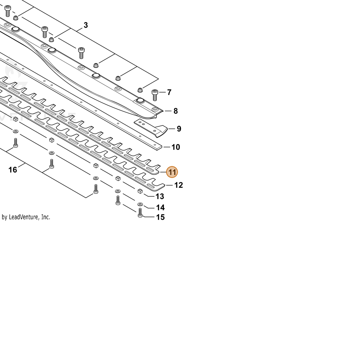 ECHO part X412000740 — IPL diagram snippet (6x zoom, amber highlight)