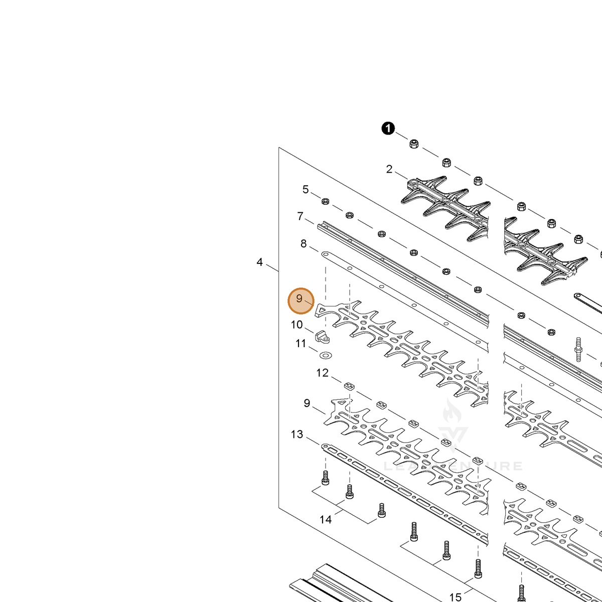Echo part X412000930 — IPL diagram snippet (6x zoom, amber highlight)
