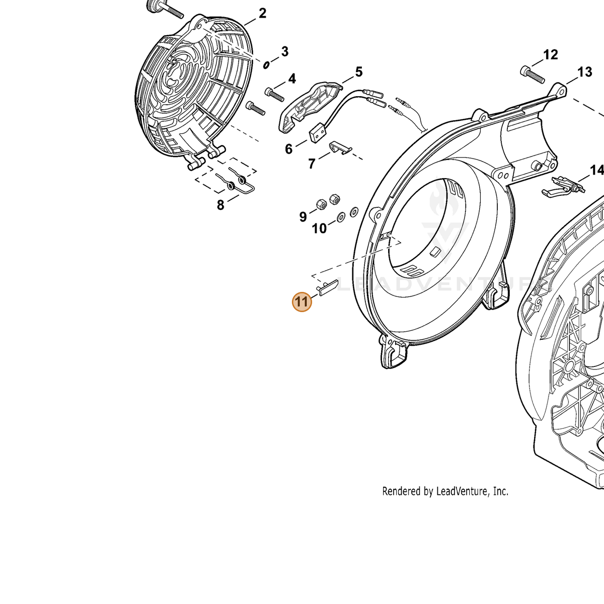 ECHO part X413000020 — IPL diagram snippet (6x zoom, amber highlight)
