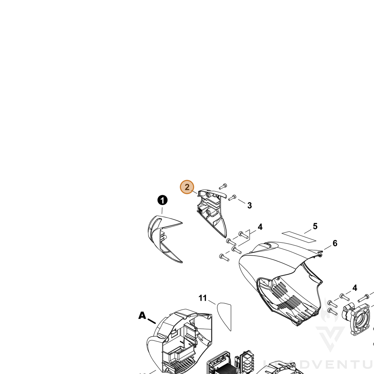 ECHO part X424000080 — IPL diagram snippet (6x zoom, amber highlight)