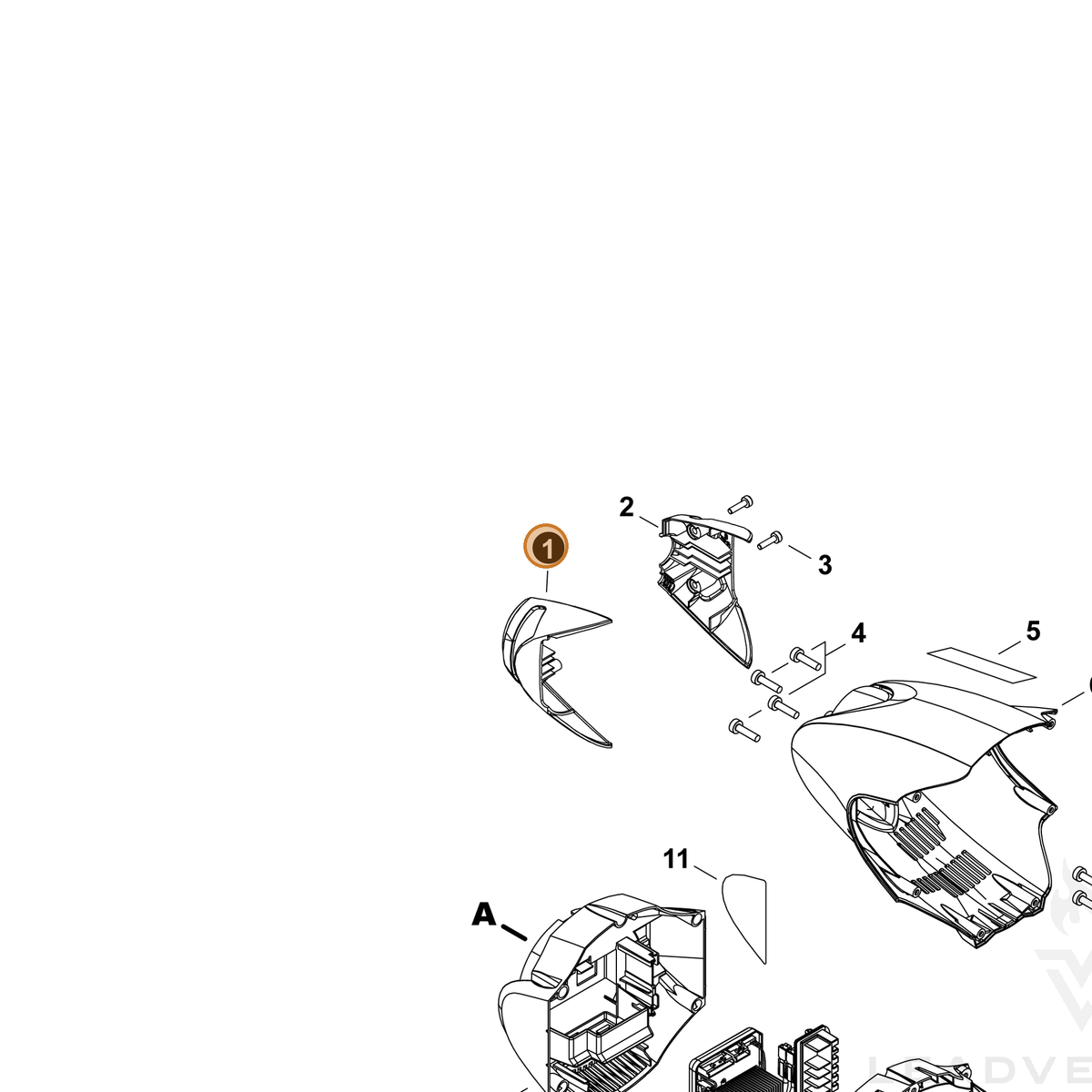 ECHO part X424000090 — IPL diagram snippet (6x zoom, amber highlight)