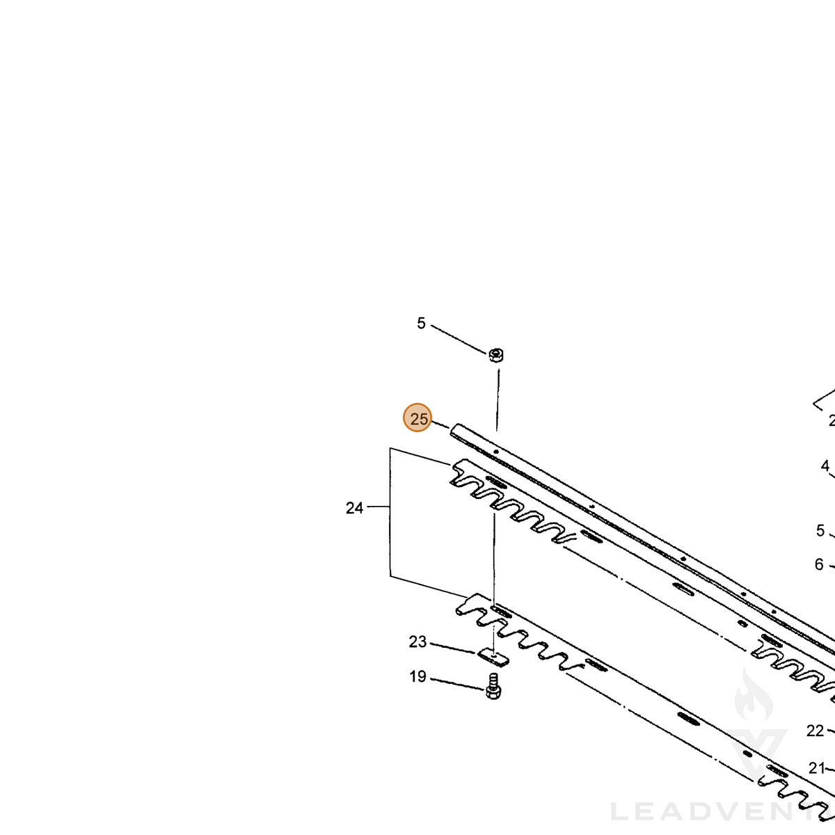 ECHO part X425000110 — IPL diagram snippet (6x zoom, amber highlight)