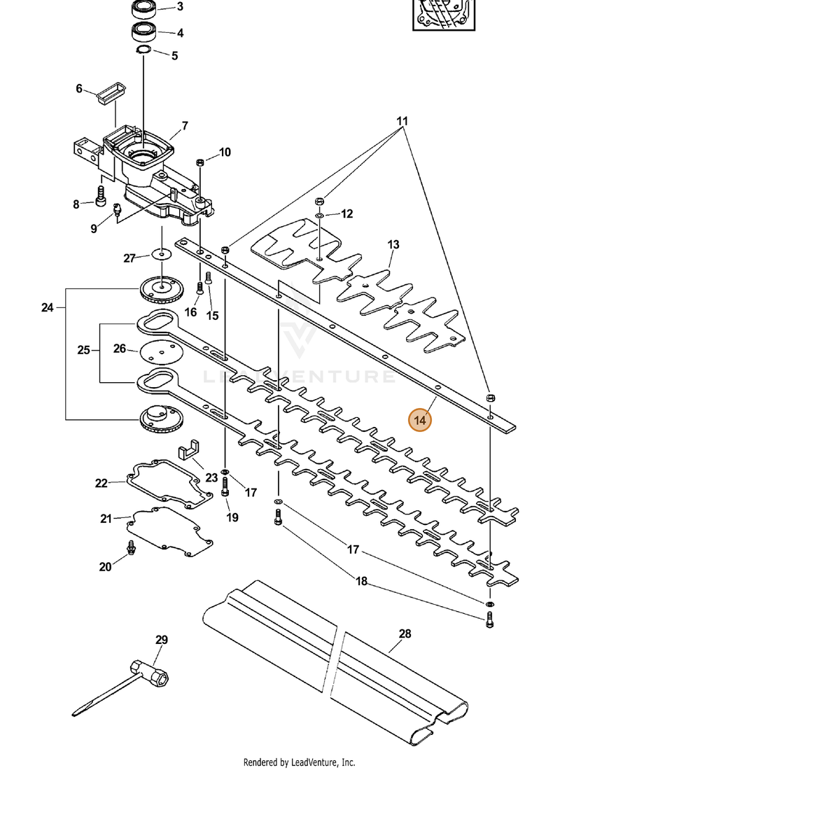 ECHO part X425000180 — IPL diagram snippet (6x zoom, amber highlight)