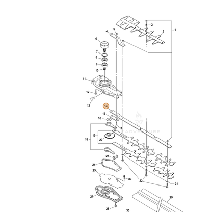 ECHO part X425000230 — IPL diagram snippet (6x zoom, amber highlight)