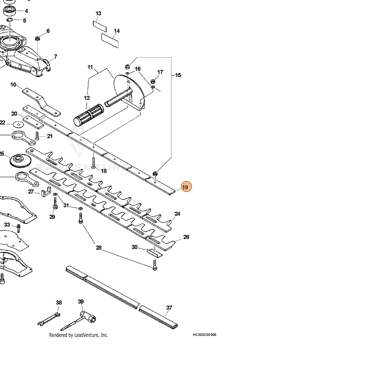 ECHO part X425000250 — IPL diagram snippet (6x zoom, amber highlight)