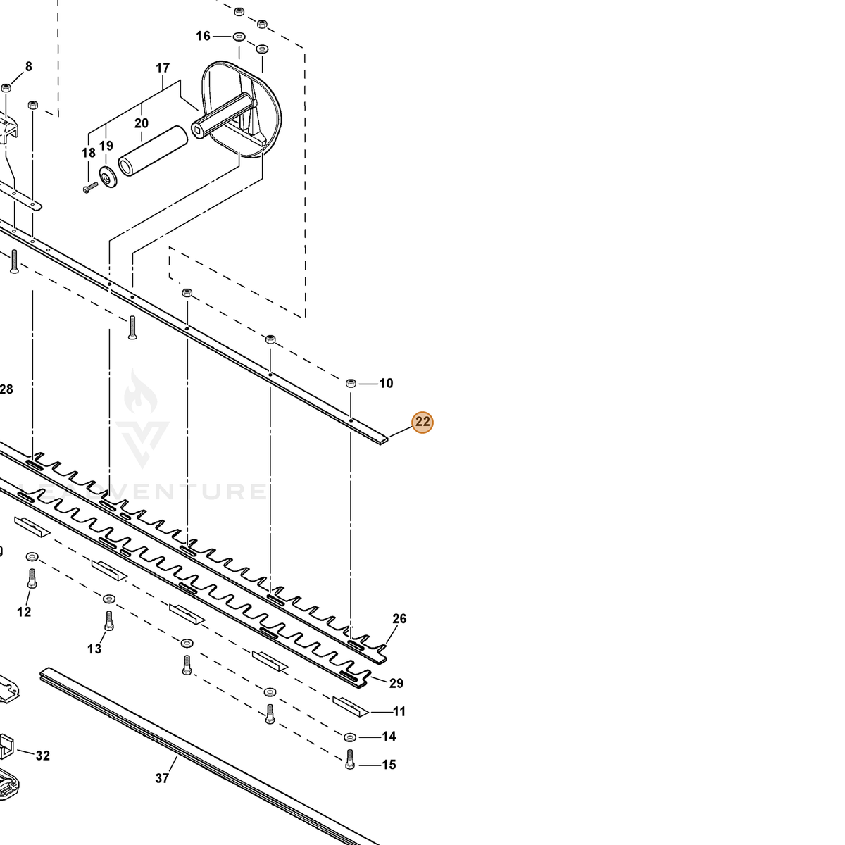 ECHO part X425000270 — IPL diagram snippet (6x zoom, amber highlight)