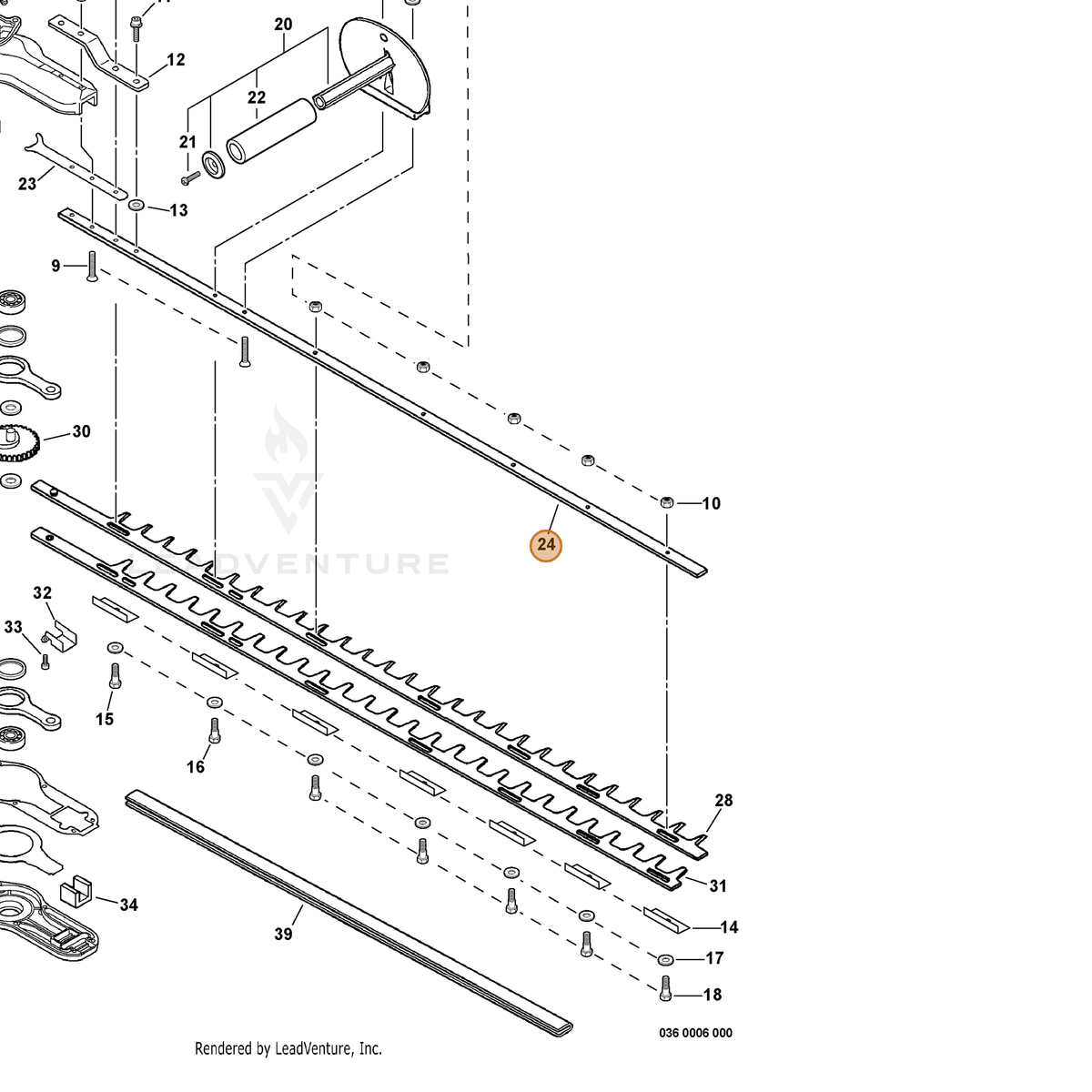 ECHO part X425000280 — IPL diagram snippet (6x zoom, amber highlight)