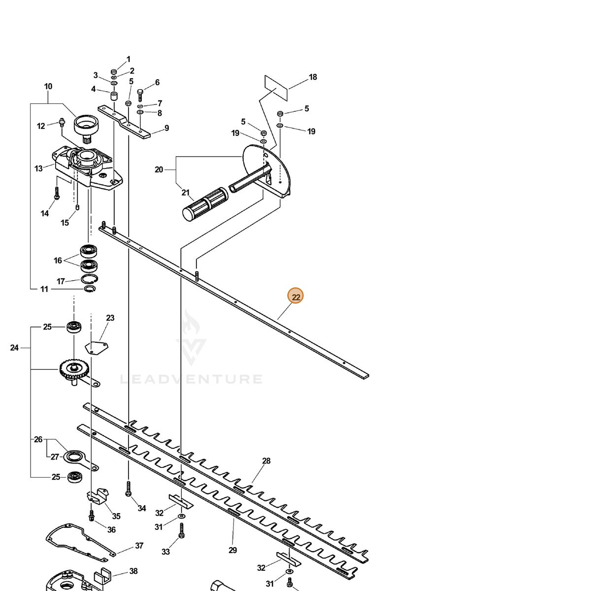 ECHO part X425000290 — IPL diagram snippet (6x zoom, amber highlight)