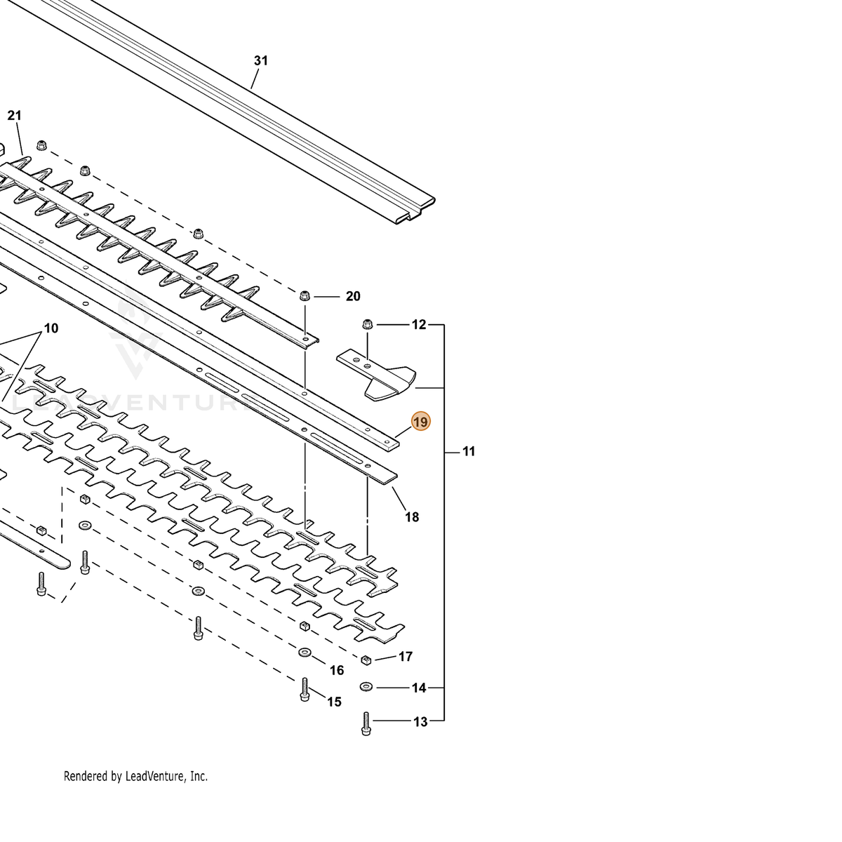 ECHO part X425000370 — IPL diagram snippet (6x zoom, amber highlight)