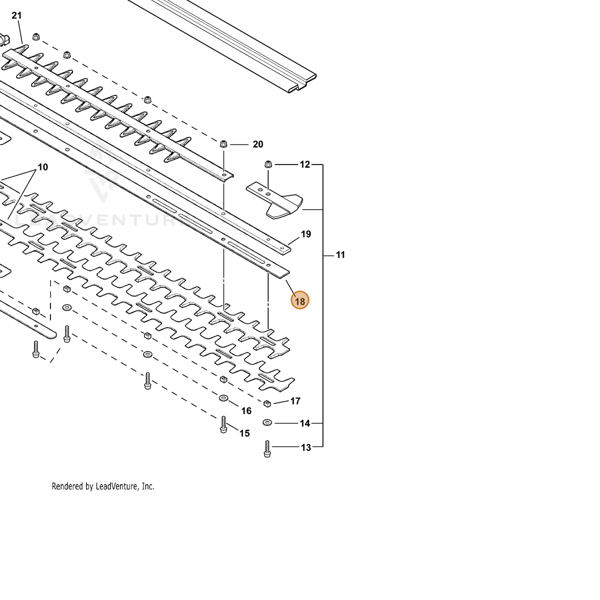 ECHO part X425000380 — IPL diagram snippet (6x zoom, amber highlight)
