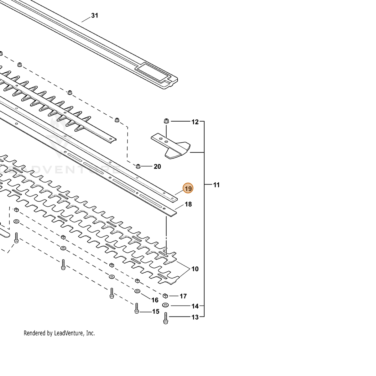 ECHO part X425000390 — IPL diagram snippet (6x zoom, amber highlight)