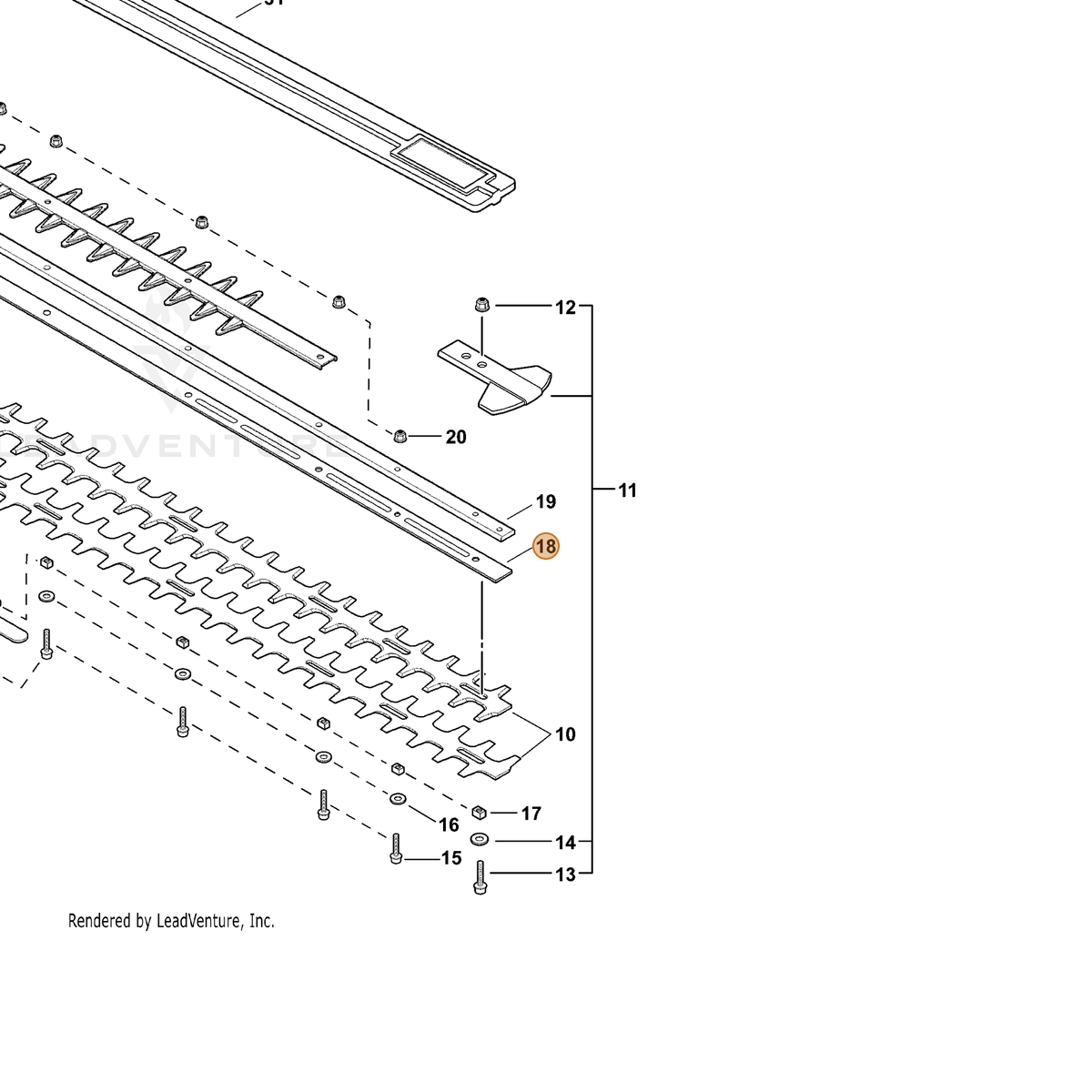 ECHO part X425000400 — IPL diagram snippet (6x zoom, amber highlight)