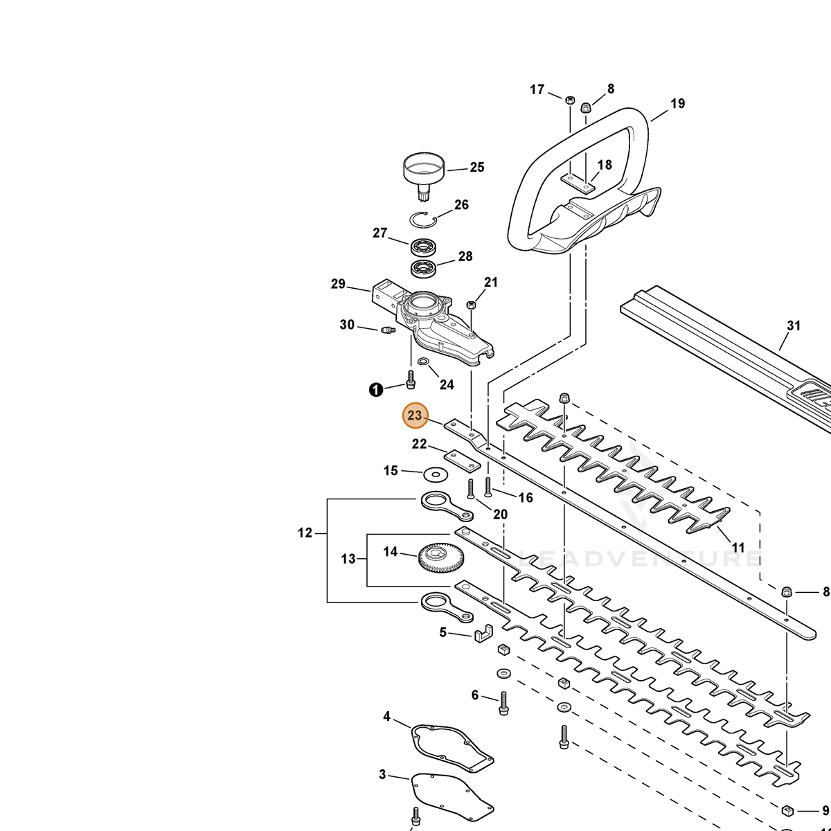 ECHO part X425000470 — IPL diagram snippet (6x zoom, amber highlight)