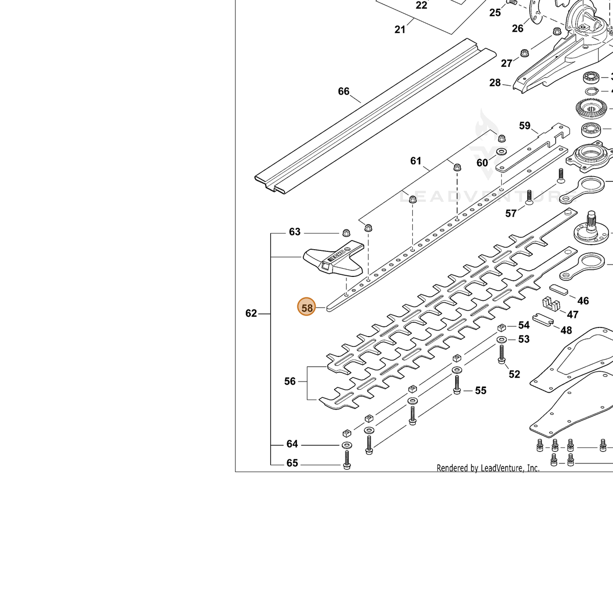 ECHO part X425000480 — IPL diagram snippet (6x zoom, amber highlight)