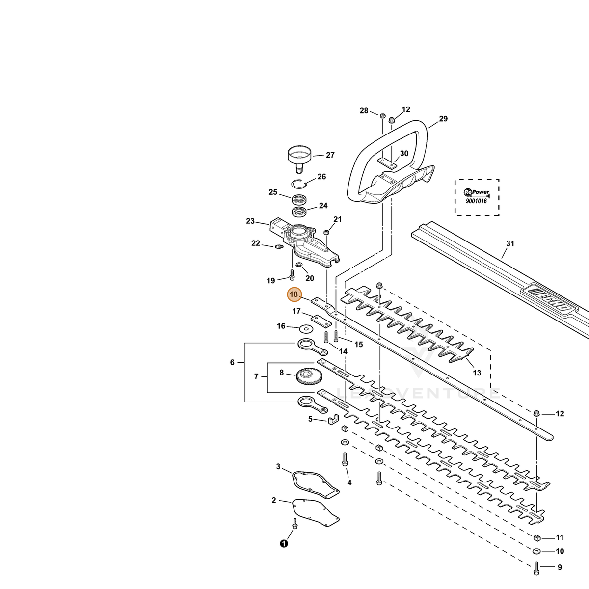 ECHO part X425000490 — IPL diagram snippet (6x zoom, amber highlight)